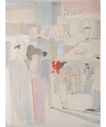 David SCHNEUER Aquarelle Signée et datée 1986 ÉTUDE HOTEL SCALA - $750.00