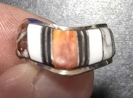 SALE!!! Spiny Oyster  White Turquoise Onyx  Buffalo Jasper Ring 1.25ct sz8  - £79.84 GBP