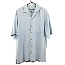 Tommy Bahama Shirt Mens L Used Blue Silk Camp Summer Casual - £12.45 GBP