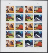 American Barns Pane of 20 Postcard Rate - Stamps Scott 5546-49 - $13.45