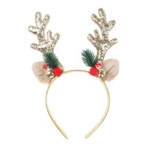 Christmas Headbands for Women Cute Sequins Reindeer Antlers Headpiece with Bells - £19.82 GBP