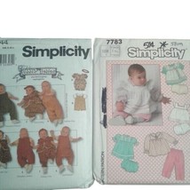 Simplicity 7783 8444 Baby Sewing Patterns 12m Dress Overalls Headband Top Apron - $17.00