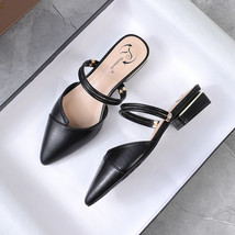 Sandals Women&#39;s New Summer One Shoe Two Wear Medium Heel Thick Heel Flat Shoes B - £42.37 GBP