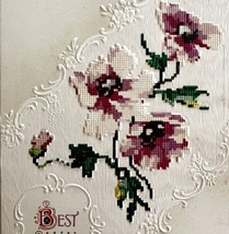 Best Wishes Embroidered Design Victorian Best Wishes Card Postcard 1900s... - $19.99