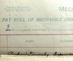 1901 New York US Customs House Architect Mechanics Laborers Payroll Docu... - £62.13 GBP