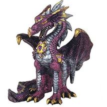 Purple Dragon with Gems Medieval Fantasy Figurine Sculpture Statue Decor... - $15.82