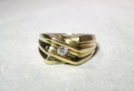 Vintage 10K Yellow Gold Mens Diamond Ring 0.17 TCW Size 9 3/4 K1328 - £512.77 GBP