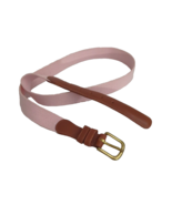 COACH  3814 Preppy Natural Linen &amp; Brown and Pink Leather Belt Size 34 - £23.11 GBP