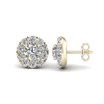 Authenticity Guarantee 
0.75 Ct TDW Round Diamond Halo Stud Earrings in 10K Y... - £813.46 GBP