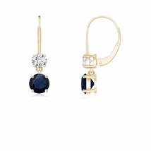 ANGARA Blue Sapphire Drop Earrings with Diamond in 14K Gold (Grade-A, 4MM) - £551.23 GBP
