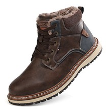 Men Boots Platform Waterproof Snow Boots Winter Warm Genuine Leather Ankle Boots - £114.85 GBP