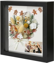 Muzilife 8X8 Shadow Box Picture Frame with Linen Board - Deep Wood &amp; Glass Displ - £16.75 GBP
