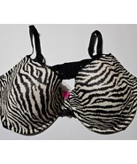 Smart and Sexy Zebra Print Bra 42DD Black White Lace Back Underwire  - $11.00