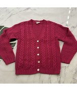 Rosanna Womens Vintage 90s Cardigan Sweater Size M Bright Pink Cable Kni... - $44.66 CAD