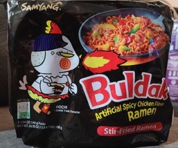 (SEE PICS) 2 PKS Samyang Korean Fire Buldak Noodle Hot Spicy Chicken Ramen 5 Ct. - £14.68 GBP