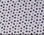 Cotton Paw Prints Brown Paws on White Dogs &amp; Cats Fabric Print by Yard D... - £10.11 GBP