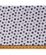 Cotton Paw Prints Brown Paws on White Dogs &amp; Cats Fabric Print by Yard D... - £10.33 GBP