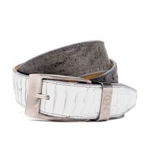 Alessio Genuine Ostrich Leg Exotic Belt White / Gray image 3