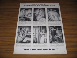 1946 Print Ad Swan Floating Bar Soap Should Husbands Help Around the House? - £10.73 GBP