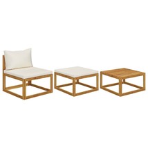  Garden Lounge Set Cream, Acacia Wood Brown - $6,511.68 MXN
