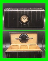 Unique Antique Leather Wrapped Cigarette / Cigar Box With WORKING Westclox Clock - £197.83 GBP