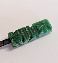 Vintage Mexico Sterling Silver Green Stone Cocktail Fork Carved Warrior Souvenir - £19.73 GBP