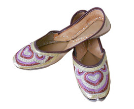 Women Shoes Jutti Indian Party Handmade Leather Flip-Flops Cream Mojari US 6.5  - £33.86 GBP