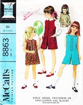 Girl&#39;s DRESS, PANTDRESS, PANTJUMPER &amp; BLOUSE Vtg 1967 McCalls Pattern 88... - $12.00