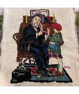 Vintage Completed Crewel Embroidery Norman Rockwell “Dr. and the Doll” *... - £5.50 GBP