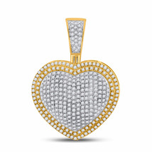 10kt Yellow Gold Mens Round Diamond Heart Charm Pendant 1 Cttw - £836.77 GBP