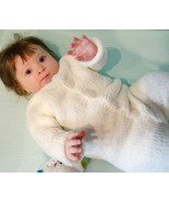 Plush baby overall Newborn ivory hand knit long sleeve jumpsuit Unisex o... - $65.00+
