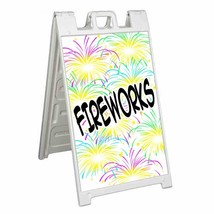 Fireworks Signicade 24x36 Aframe Sidewalk Sign Banner Decal Colorful Explosion - £34.12 GBP+