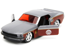 1969 Ford Mustang Silver Metallic and Dark Red and Star Lord Diecast Fig... - $24.34
