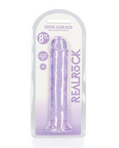 Shots Realrock Crystal Clear 8&quot; Straight Dildo W/suction Cup - Purple - $20.37