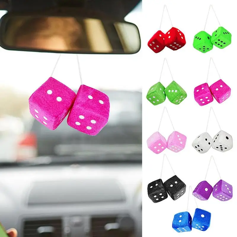 Car Dice Auto Rear Mirror Plush Dice Cube Pendant Car Ornament Sieve Anime Car - £12.01 GBP+