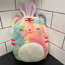 Squishmallow 8&quot; Exclusive Plush Pillow Cat Easter Bunny Ears Tie Dye EUC - £11.19 GBP