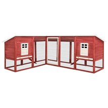 vidaXL Rabbit Hutch Red and White Solid Fir Wood, Plywood, Galvanized Steel - $18,325.28 MXN