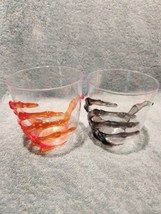  Halloween 2 Cups Skeleton Hand Plastic Party Cup, /Grey/Orange Party Supplies  - £4.74 GBP