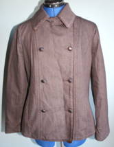 Vintage Giorgio Armani Y2K Size 10 Brown Wool Blend Double Breasted Jack... - $148.87