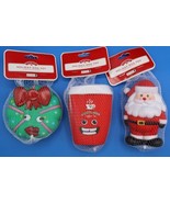 Holiday Time Dog Lot Of 3 Santa Claus,wreath &amp; Cup Vinyl Squeak Toy Chri... - £6.02 GBP