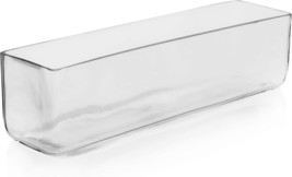 Cys Excel Glass Rectangle Vase (H:4&quot; Open:16&quot;X4&quot;) | Multiple Size Options - £36.71 GBP