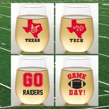 Closeout-RED RAIDERS-INSPIRED Set of 4 Plastic Unbreakable 16 oz Stemles... - £13.13 GBP