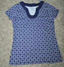 Womens Shirt Croft and Barrow Blue Floral Short Sleeve Top-size S - £9.27 GBP