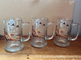 Vintage Lot of 3 Old Style Collector Series VI Pheasants Glass Beer Stein Mug – - £15.49 GBP