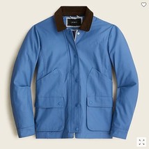 New J Crew Women Delphinium Blue Long Sleeve Pocket Collar Barn Jacket S M - £63.94 GBP