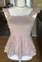 Japna Mauve Crop Top Women Size xs 100% Cotton CottageCore Boho - $13.86
