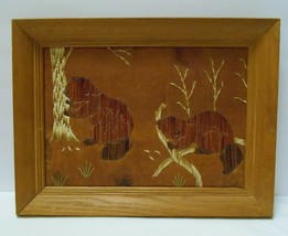 Porcupine Quill Art Beavers &amp; Birch Tree Unknown Canadian Native Art 13X17&quot; - £439.60 GBP