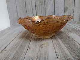 Imperial Glass Open Rose Marigold Carnival Glass Footed Bowl 5-1/2&quot; Wide - £15.45 GBP