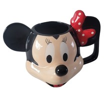 Disney Minnie Mouse Ceramic 3D Figural Head 15 oz Cup Mug Red Ribbon - £15.38 GBP