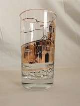 vintage MISSION SANTA CRUZ DRINK GLASS highball SHINY GOLD ON CLEAR 1791 - $22.28